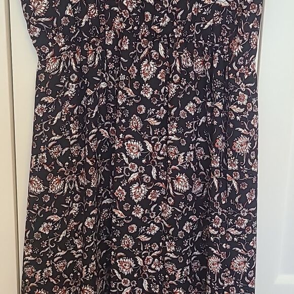 Vince Camuto Floral Maxi Dress Sleeveless Border Detail Black Red Yellow Size 14 - Picture 4 of 13